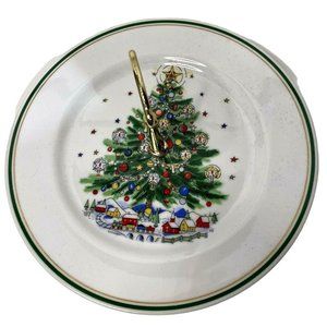 Salem Christmas Eve Christmas Tree Single Layer Porcelain 10" Tidbit Serve Tray